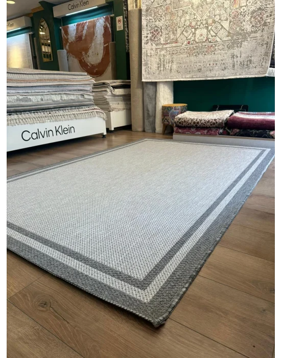 Destan Halı Sisal 02 Bordürlü Özel Ölçü Tam Çerçeveli Jüt Sisal Modern Halı