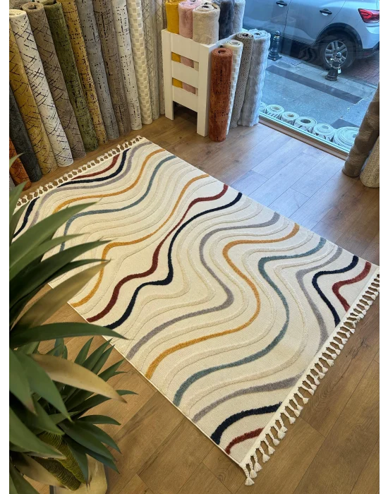 Destan Halı Sumatra 350 Master Karışık Renkli Bohem Salon-oturma Odası Halısı Iskandinav Desenli