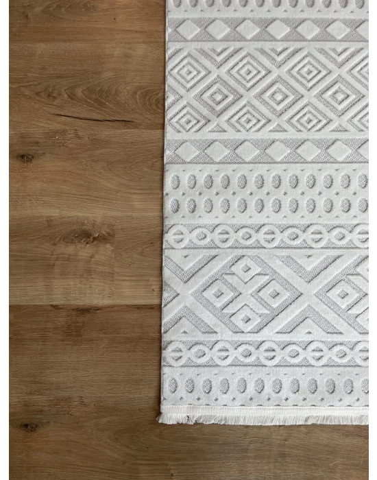 Destan Halı Zaragoza İnce Saten Dokuma Makinede Yıkanabilir Model Z-25 BEYAZ