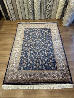 Destan Exclusive Modal İpek 120 Tarak Klasik Makine Halısı Mavi
