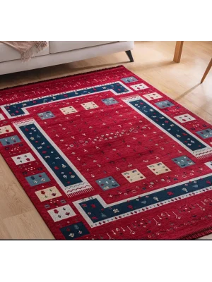 Destan Halı AN01 Anadolu Kilim Etnik Desenli Makinede Yıkanabilir Halı