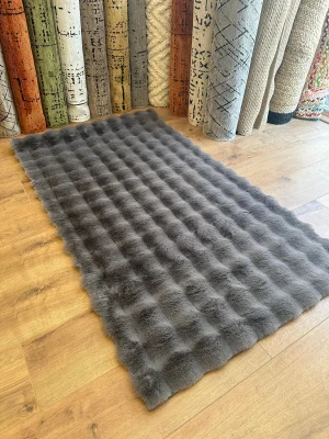 Destan Halı Bubble Peluş Özel Ölçü Antialerjik ve Yumuşak Halı Antrasit