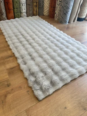 Destan Halı Bubble Peluş Özel Ölçü Antialerjik ve Yumuşak Halı Gri
