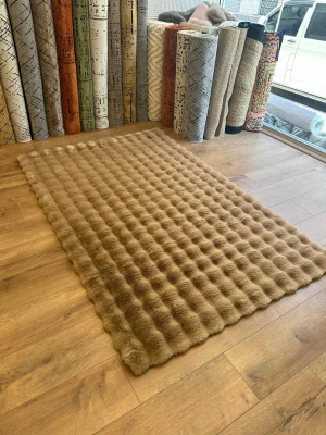 Destan Halı Bubble Peluş Özel Ölçü Antialerjik ve Yumuşak Halı  Kahverengi