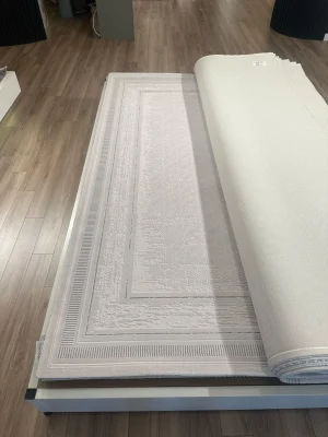 Destan Halı Glow Robot Süpürgeye Uygun Modern Desenli Kolay Temizlenebilir Salon Halısı 3467C Krem Gri