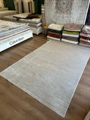 Destan Halı Luster Robot Süpürgeye Uygun Modern Desenli Kolay Temizlenebilir Salon Halısı 3504A Bej