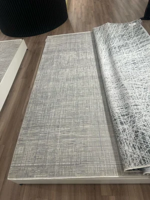 Destan Halı Modern Sheen Robot Süpürgeye Uygun Modern Desenli Kolay Temizlenebilir Salon Halısı 3484A Gri