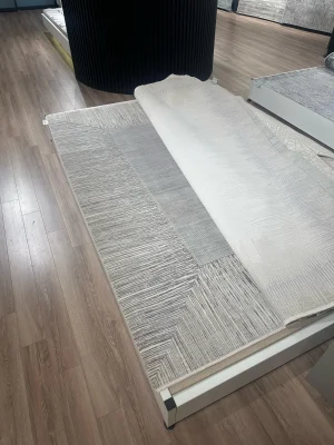 Destan Halı Passages Robot Süpürgeye Uygun Modern Desenli Kolay Temizlenebilir Salon Halısı 3492E Gri Vizon