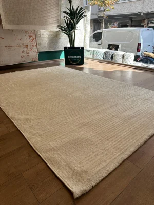 Destan Halı Gloria 5307 Krem Modern İskandinav Hav Toz Vermez Etnik Modern Makine Halısı