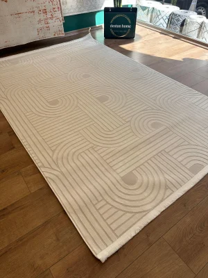 Destan Halı Play 02 Krem Modern İskandinav Hav Toz Vermez Etnik Modern Makine Halısı