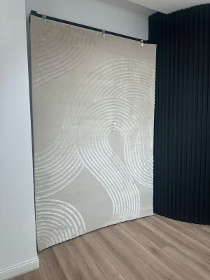 Destan Halı Pure Lines Robot Süpürgeye Uygun Modern Desenli Kolay Temizlenebilir Salon Halısı 2536B Bej