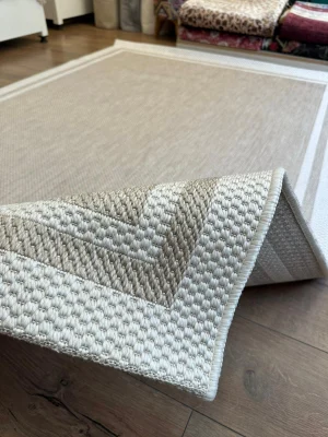 Destan Halı Sisal 01 Bordürlü Özel Ölçü Tam Çerçeveli Jüt Sisal Modern Halı