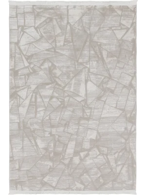 Destan Halı Sunrise 01 Modern Geometrik Bej ve Gri Renkli Yumuşak Dokulu ve Kolay Temizlenebilir Hafif Sık Dokuma Halı