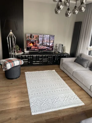 Destan Halı Zaragoza İnce Saten Dokuma Makinede Yıkanabilir Model Z-25 BEYAZ