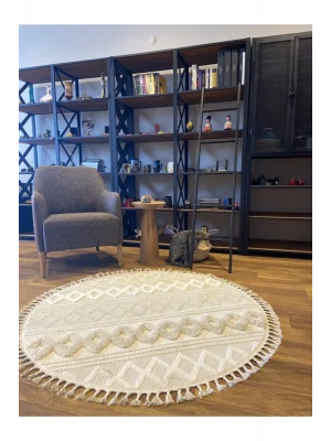 Destan Halı Jakarta 451 Ivory Daire Iskandinav Halı