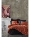 Cottonbox Plain Ranforce Kiremit-Siyah Tek Kişilik Nevresim Takımı