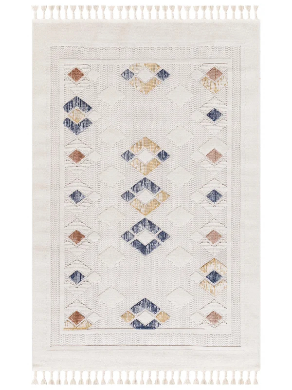 Destan Halı 1756A Renkli İskandinav Hav Toz Vermez Etnik Modern Makine Halısı