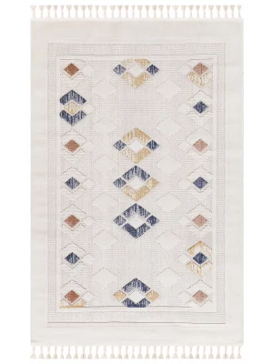 Destan Halı 1756A Renkli İskandinav Hav Toz Vermez Etnik Modern Makine Halısı