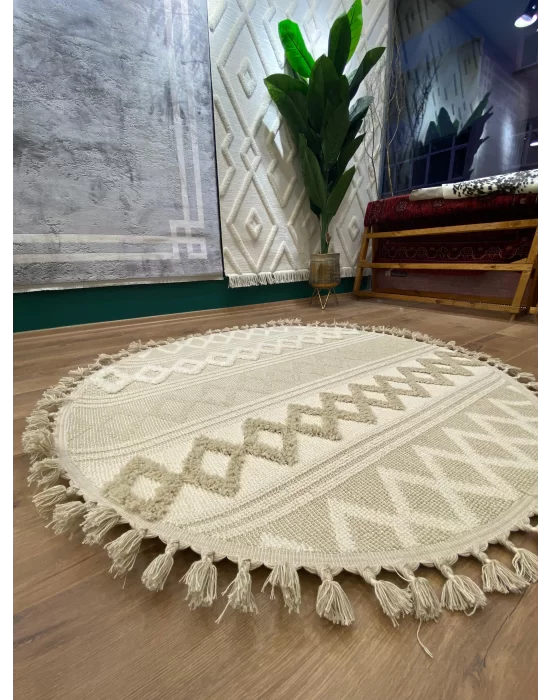 Destan Halı Jakarta 451 Ivory Daire Iskandinav Halı