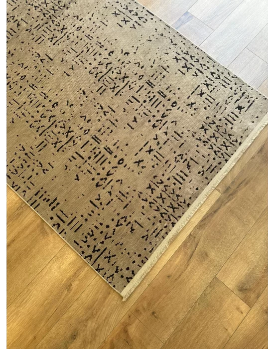 Destan Halı Luna LN04 Kahve Kaymaz Tabanlı Yıkanabilir Kilim