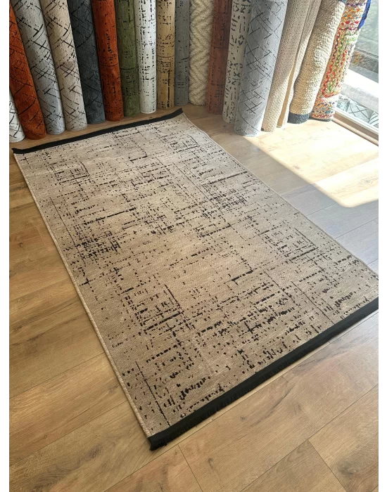 Destan Halı Ürgüp 6003 Bej Kaymaz Tabanlı Yıkanabilir Kilim