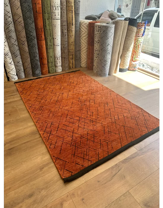 Destan Halı Ürgüp 6016 Kiremit Kaymaz Tabanlı Yıkanabilir Kilim