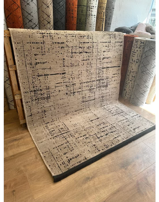 Destan Halı Ürgüp 6003 Bej Kaymaz Tabanlı Yıkanabilir Kilim