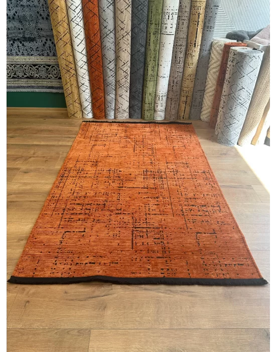 Destan Halı Ürgüp 6011 Kiremit Kaymaz Tabanlı Yıkanabilir Kilim