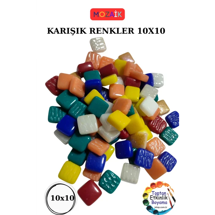 200 Gram Renk Mozaik Taş – 10X10 mm | Mozaik Atölye Seti | Cam Mozaik