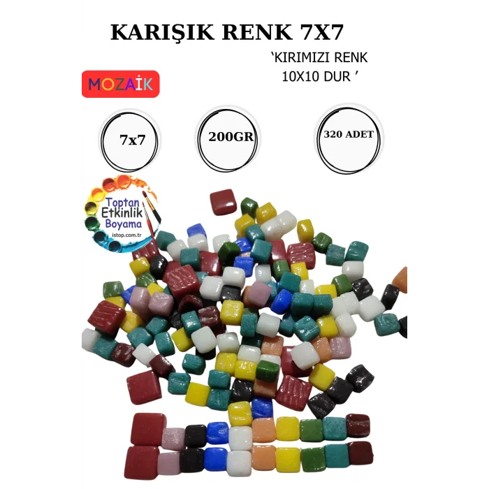 200 Gram Mozaik Taş – 7X7 mm | Mozaik Atölye Seti | Cam Mozaik