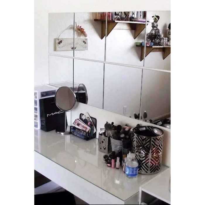 Tasarım Dekoratif Kare Ayna Pleksi Gümüş 30x30cm 4 Adet