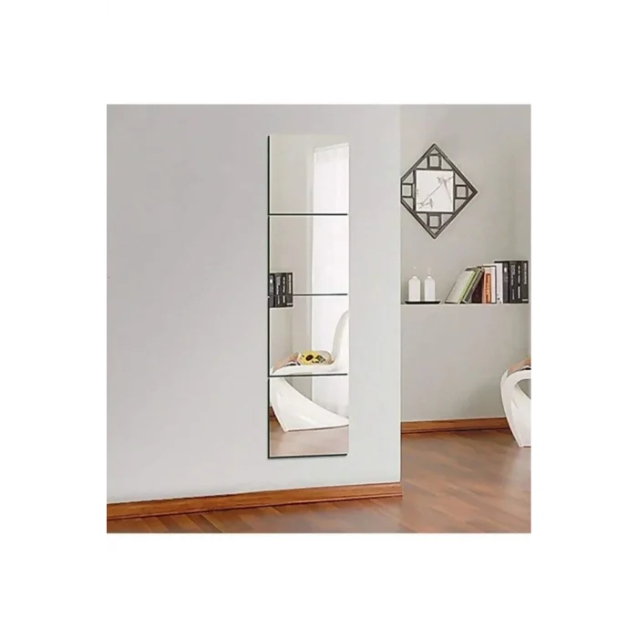 Tasarım Dekoratif Kare Ayna Pleksi Gümüş 30x30cm 4 Adet