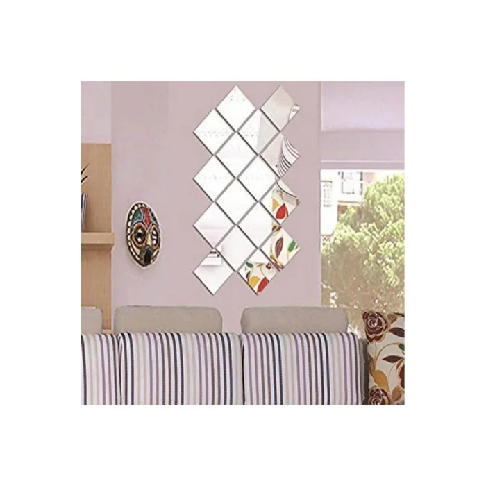 Dekoratif Kare Pleksi Ayna Gümüş 10 Parça Gümüş Pleksi