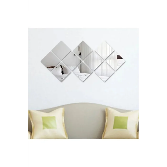 Dekoratif Kare Pleksi Ayna Gümüş 10 Parça Gümüş Pleksi