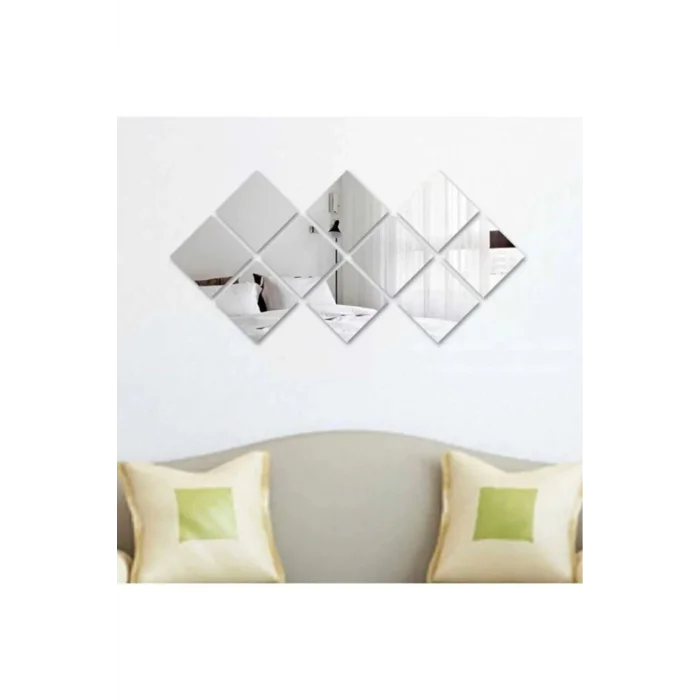 Dekoratif Kare Pleksi Ayna Gümüş 10 Parça Gümüş Pleksi