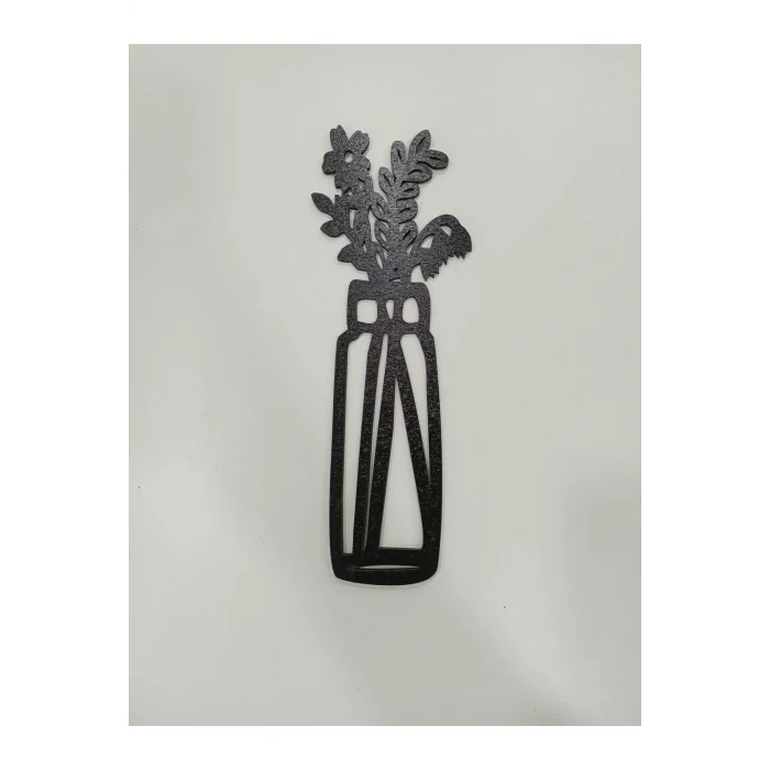 Siyah Ahşap Saksı Lazer Kesim Duvar Dekoru