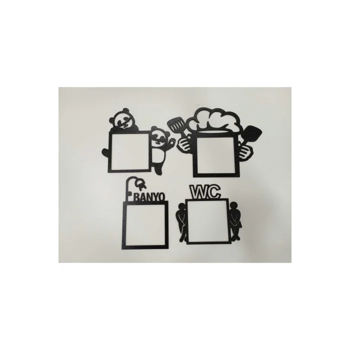 4lü Priz Çerçevesi Tüm Ev Paketi Siyah Lazer Kesim Dekorasyon Ürünü