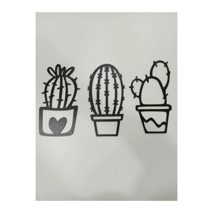 Lazer Kesim Ahşap Duvar Dekoru -  Kaktüs