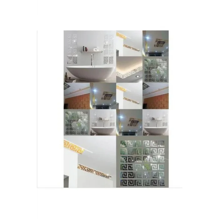 Labirent Dekoratif Gümüş Pleksi Ayna Duvar Dekor Süs 40x Adet 7x7