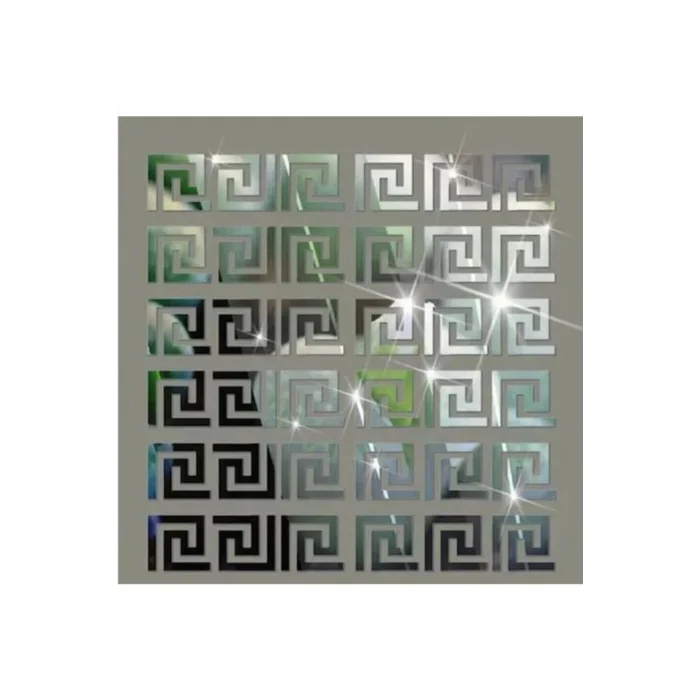 Labirent Dekoratif Gümüş Pleksi Ayna Duvar Dekor Süs 60x Adet 7x7