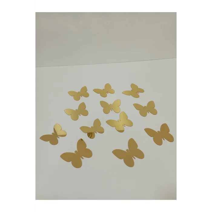 12 li Gold Pleksi Ayna Kelebek Duvar Dekor Ürün