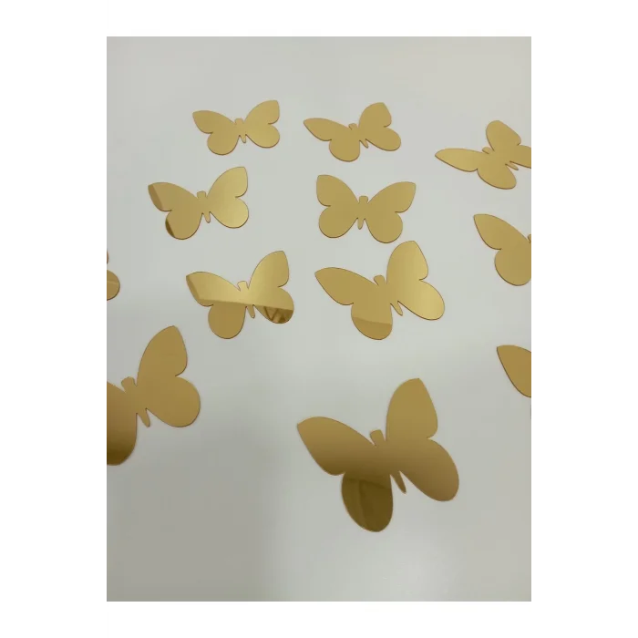 12 li Gold Pleksi Ayna Kelebek Duvar Dekor Ürün