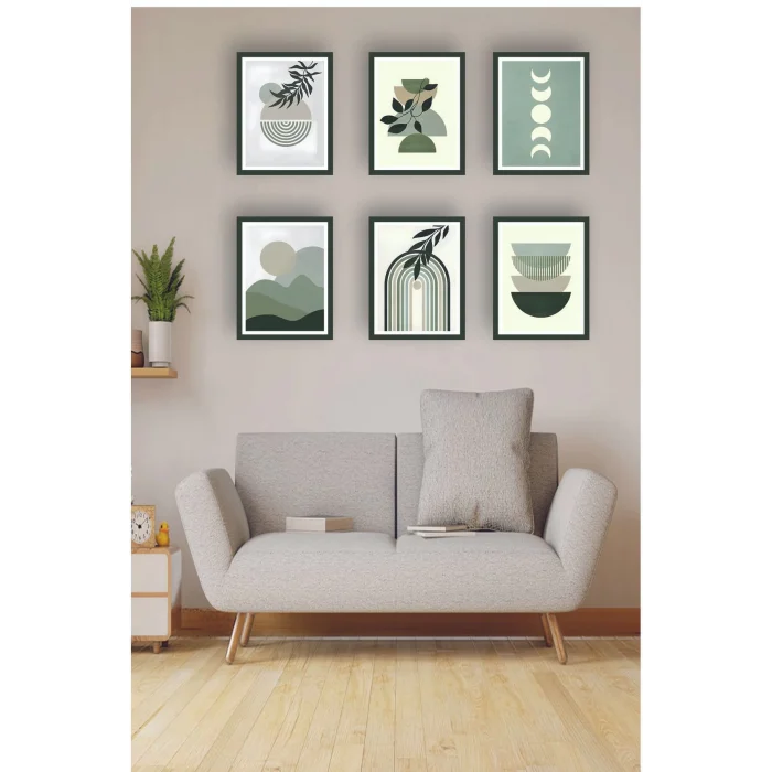 6 Parça Yapraklar Duvar Dekoru - Salon Oturma Yatak Odası Mutfak Ofis Antre Için Tablo Seti