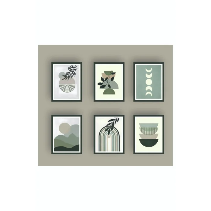 6 Parça Yapraklar Duvar Dekoru - Salon Oturma Yatak Odası Mutfak Ofis Antre Için Tablo Seti