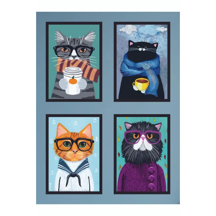 4 Parça Mutfak Ev Dekarasyon Çerçeve Görünümlü Ahşap Arkası Yapışkanlı Mdf Tablo Çoklu Set