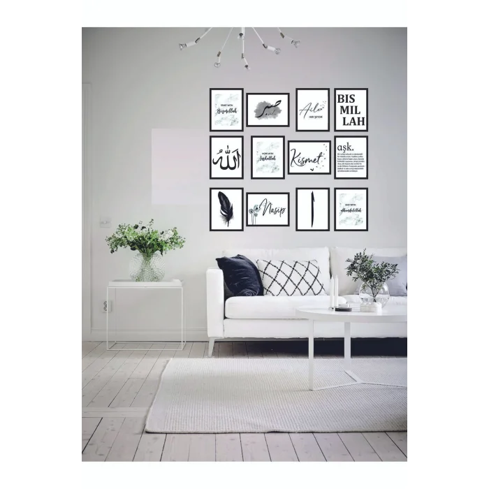 Dekorize Mdf Tablo Seti 12 Parça 3 Mm - Islami Salon Oturma Yatak Odası Için Duvar Dekoru
