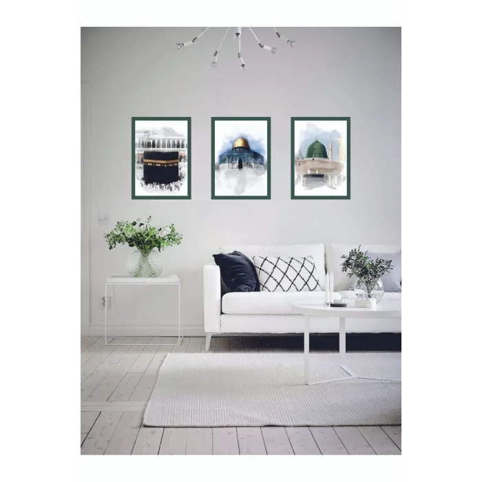 3 Parça Çerçeve Görünümlü Mdf Tablo Seti Dini Tablo