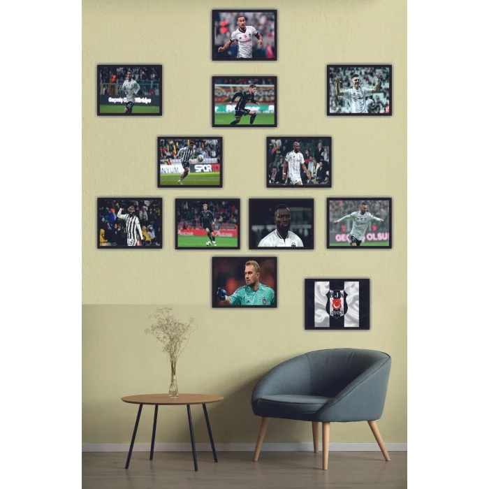 12li Set Çerçeve Görünümlü 11i Beşiktaş Logo Mdf Tablo