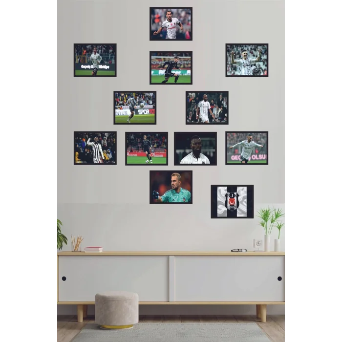 12li Set Çerçeve Görünümlü 11i Beşiktaş Logo Mdf Tablo