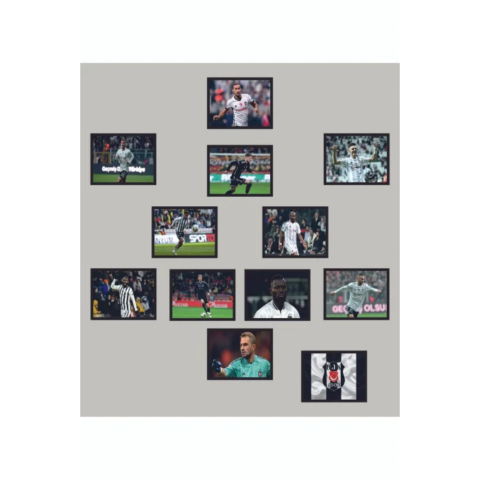 12li Set Çerçeve Görünümlü 11i Beşiktaş Logo Mdf Tablo